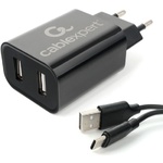 Зарядное устройство Cablexpert - 12 Вт, 2.4 А, до 5 В, USB Type-C черный + кабель 1м (MP3A-PC-37)